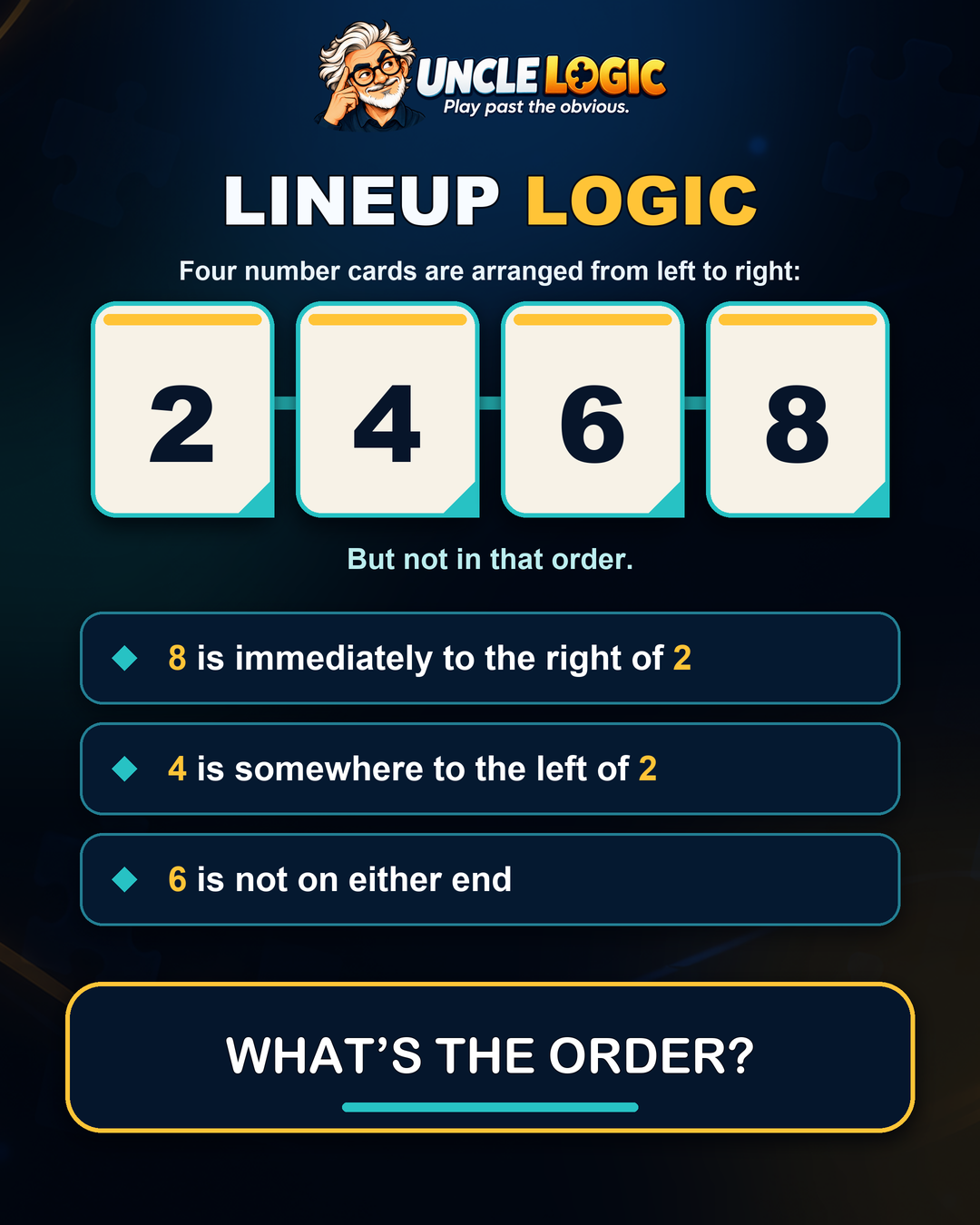 Approved Lineup Logic puzzle artwork for Sunday, October 11, 2026
