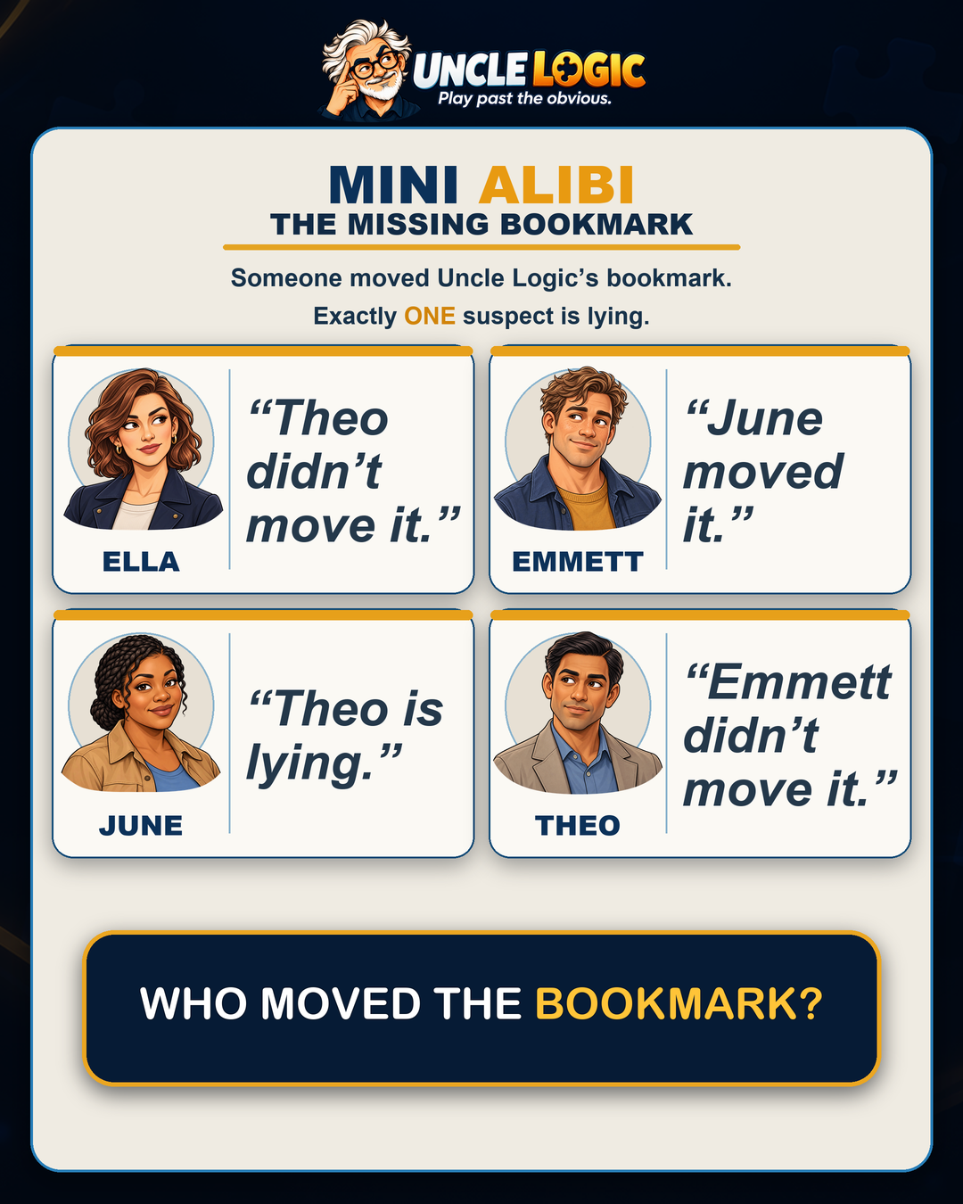 Approved The Missing Bookmark puzzle artwork for Tuesday, October 20, 2026